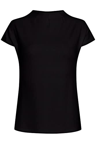 fransa FRZASKATER Damen T-Shirt Kurzarm Shirt Rundhalsausschnitt Kurze Ärmel mit überschnittener Schulter und hochabschließendem Kragen, Größe:L, Farbe:(NOOS) Black (60096) von fransa