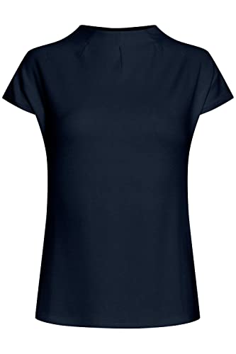 fransa FRZASKATER Damen T-Shirt Kurzarm Shirt Rundhalsausschnitt Kurze Ärmel mit überschnittener Schulter und hochabschließendem Kragen, Größe:L, Farbe:(NOOS) Dark Peacoat (60468) von fransa