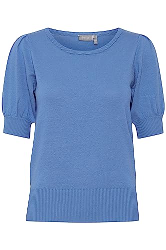 fransa FRZUBASIC Damen Strickshirt T-Shirt Kurzarm Shirt mit Rundhalsausschnitt und Puffärmeln, Größe:M, Farbe:Ultramarine (174037) von fransa