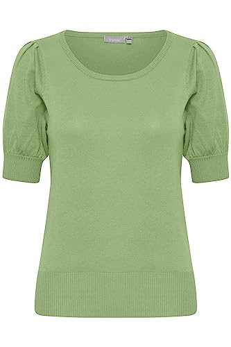 fransa FRZUBASIC Damen Strickshirt T-Shirt Kurzarm Shirt mit Rundhalsausschnitt und Puffärmeln, Größe:2XL, Farbe:Forest Shade (156423) von fransa