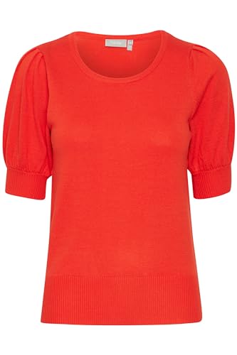 fransa FRZUBASIC Damen Strickshirt T-Shirt Kurzarm Shirt mit Rundhalsausschnitt und Puffärmeln, Größe:M, Farbe:Red Alert (181559) von fransa