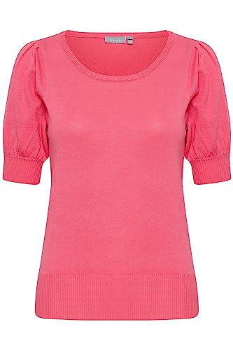 fransa FRZUBASIC Damen Strickshirt T-Shirt Kurzarm Shirt mit Rundhalsausschnitt und Puffärmeln, Größe:S, Farbe:Camellia Rose (171930) von fransa