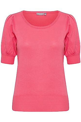 fransa FRZUBASIC Damen Strickshirt T-Shirt Kurzarm Shirt mit Rundhalsausschnitt und Puffärmeln, Größe:XL, Farbe:Camellia Rose (171930) von fransa