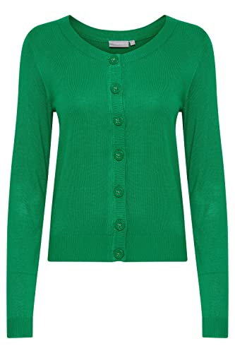 fransa FRZUVIC Damen Strickjacke Feinstrick Cardigan Strickcardigan mit tiefem Rundhalsausschnitt und Knopfleiste, Größe:L, Farbe:Jolly Green (60582) von fransa