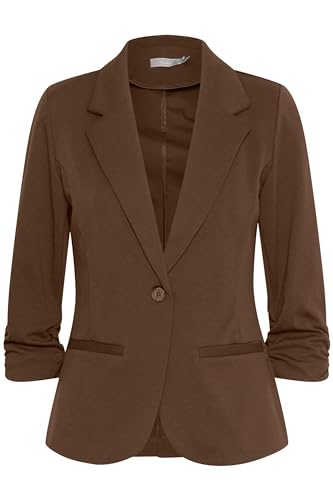 fransa FRZablazer Damen Blazer Kurzblazer Jacke mit Stretch Geraffte Ärmel mit Taschen, Größe:M, Farbe:Carafe (191116) von fransa