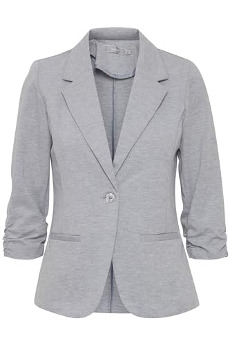 fransa FRZablazer Damen Blazer Kurzblazer Jacke mit Stretch Geraffte Ärmel mit Taschen, Größe:XL, Farbe:Grey Melange (201103) von fransa
