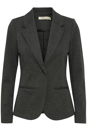 fransa FRZablazer Damen Blazer Jackenklazer Anzugsjacke mit Stretch Reverskragen 1-Knopf-Form Paspeltaschen Regular fit, Größe:M, Farbe:Charcoal Melange (202490) von fransa