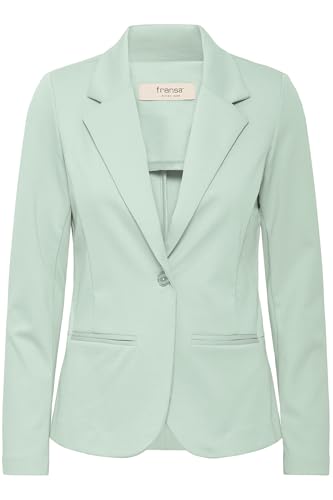 fransa FRZablazer Damen Blazer Jackenklazer Anzugsjacke mit Stretch Reverskragen 1-Knopf-Form Paspeltaschen Regular fit, Größe:S, Farbe:Frosty Green (155706) von fransa