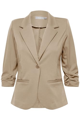 fransa FRZablazer Damen Blazer Kurzblazer Jacke mit Stretch Geraffte Ärmel mit Taschen, Größe:L, Farbe:Silver Mink (171312) von fransa