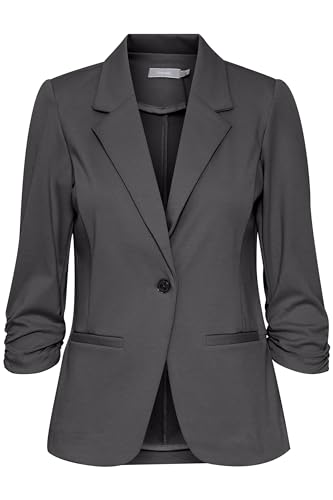 fransa FRZablazer Damen Blazer Kurzblazer Jacke mit Stretch Geraffte Ärmel mit Taschen, Größe:M, Farbe:Asphalt (190201) von fransa