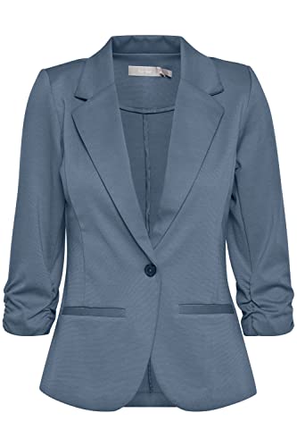 fransa FRZablazer Damen Blazer Kurzblazer Jacke mit Stretch Geraffte Ärmel mit Taschen, Größe:M, Farbe:Bering Sea (184028) von fransa
