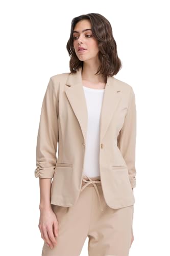fransa FRZablazer Damen Blazer Kurzblazer Jacke mit Stretch Geraffte Ärmel mit Taschen, Größe:M, Farbe:Oxford Tan (151306) von fransa
