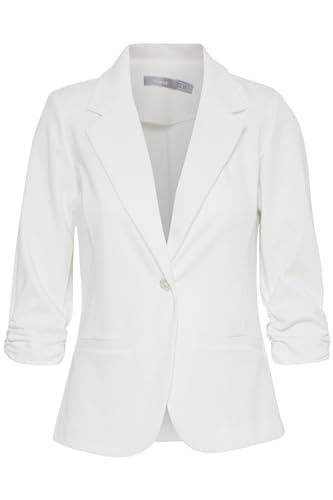 fransa FRZablazer Damen Blazer Kurzblazer Jacke mit Stretch Geraffte Ärmel mit Taschen, Größe:S, Farbe:Blanc de Blanc (114800) von fransa