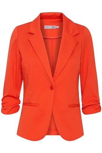 fransa FRZablazer Damen Blazer Kurzblazer Jacke mit Stretch Geraffte Ärmel mit Taschen, Größe:XL, Farbe:Red Alert (181559) von fransa