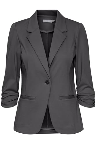 fransa FRZablazer Damen Blazer Kurzblazer Jacke mit Stretch Geraffte Ärmel mit Taschen, Größe:XS, Farbe:Asphalt (190201) von fransa