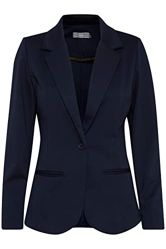 fransa FRZablazer Damen Blazer Jackenklazer Anzugsjacke mit Stretch Reverskragen 1-Knopf-Form Paspeltaschen Regular fit, Größe:XXL, Farbe:(NOOS) Dark Peacoat (60468) von fransa