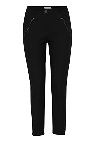 fransa FRZio Damen Hose Stoffhose Chinohose mit Stretch Tight Fit Mid Waist Cropped, Größe:38, Farbe:(NOOS) Black (60096) von fransa