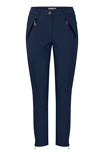 fransa FRZio Damen Hose Stoffhose Chinohose mit Stretch Tight Fit Mid Waist Cropped, Größe:38, Farbe:(NOOS) Dark Peacoat (60468) von fransa