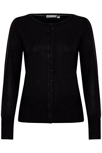 fransa FRZubasic Damen Strickjacke Feinstrick Cardigan Strickcardigan mit Rundhalsausschnitt und Knopfleiste, Größe:S, Farbe:(NOOS) Black (60096) von fransa