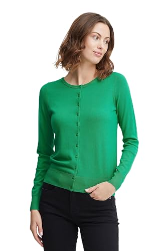 fransa FRZubasic Damen Strickjacke Feinstrick Cardigan Strickcardigan mit Rundhalsausschnitt und Knopfleiste, Größe:S, Farbe:Holly Green (165932) von fransa