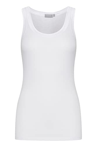 fransa FRZulu Damen Top Kurzarm Shirt Basic Tanktop mit Rundhalsausschnitt ärmellos mit Stretch Regular Fit, Größe:L, Farbe:(NOOS) White (60002) von fransa