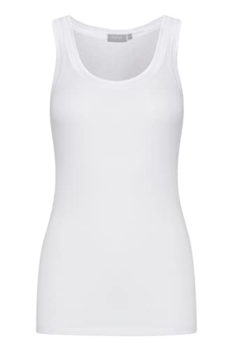 fransa FRZulu Damen Top Kurzarm Shirt Basic Tanktop mit Rundhalsausschnitt ärmellos mit Stretch Regular Fit, Größe:M, Farbe:(NOOS) White (60002) von fransa