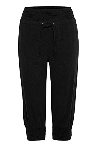 fransa 20609889 Damen Haremshose Pumphose Pluderhose Yoga Pants Loose Fit Mid Waist mit Kordeln, Größe:M, Farbe:Black (200113) von fransa