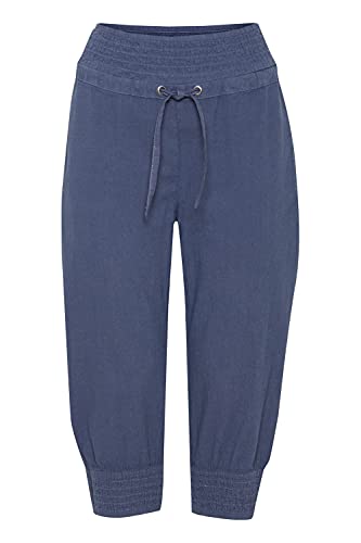 fransa 20609889 Damen Haremshose Pumphose Pluderhose Yoga Pants Loose Fit Mid Waist mit Kordeln, Größe:S, Farbe:Vintage Indigo (193929) von fransa