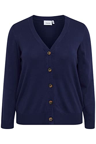 fransa Plus Size Selection - FPBLUME CAR 2 - Cardigan - 20611027, Größe:46/48, Farbe:Medieval Blue (193933) von fransa