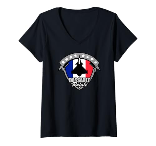 Damen Dassault Rafale T-Shirt mit V-Ausschnitt von französische Luftwaffe Geschenke