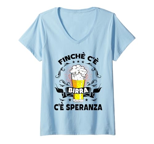 Damen Solange es Bier gibt, gibt es Hoffnung Bier SAGT lustig T-Shirt mit V-Ausschnitt von frasi divertenti sulla birra uomo speranza