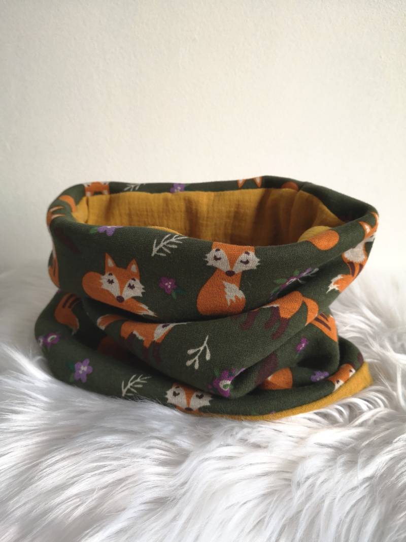 Loopschal Füchse Waldtiere Alpenfleece/Musselin von frauPeSoe