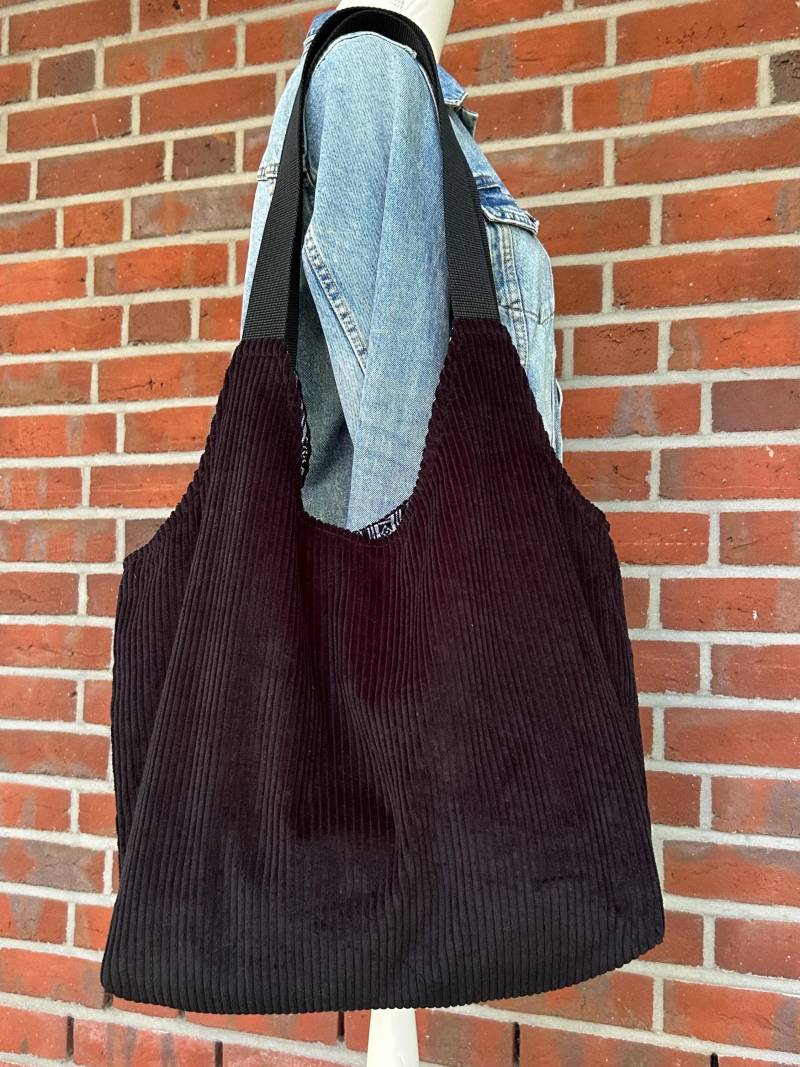 Shopper Cord Hobo Bag Einkaufstasche Schwarz von frauPeSoe