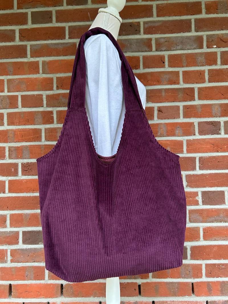 Shopper Cord Hobo Bag Einkaufstasche Weinrot von frauPeSoe