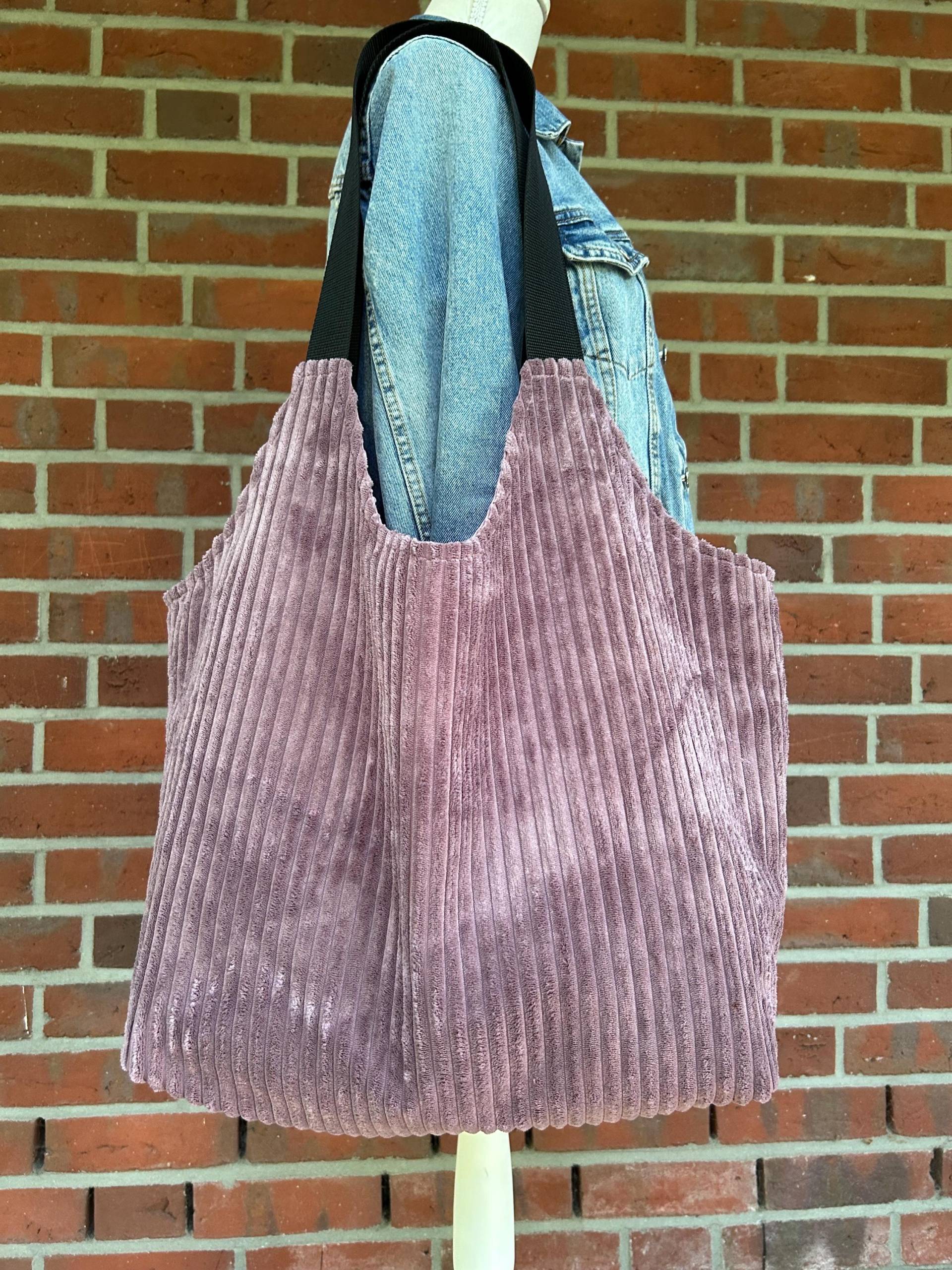 Shopper Hobo Bag Samtcord Flieder Einkaufstasche von frauPeSoe