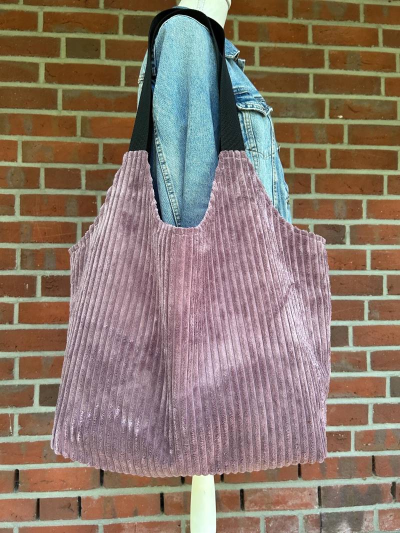 Shopper Hobo Bag Samtcord Flieder Einkaufstasche von frauPeSoe
