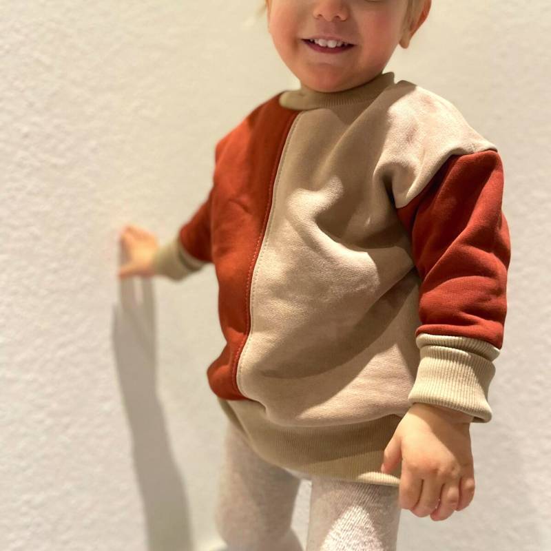 Pullover Aus Bio Baumwolle Und Rot/Beige Colorblock Design Pullover Aus Bio Baumwolle Und Rot/Beige Colorblock Design von fraumina