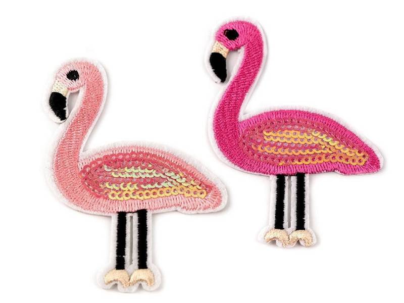 Pailletten-Aufbügler Flamingo 6x8 cm Pink, Rosa von fraunelly