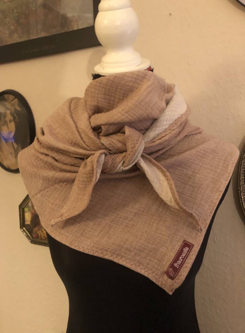 Musseline Dreiecktuch Hellbraun Uni von fraurosalie