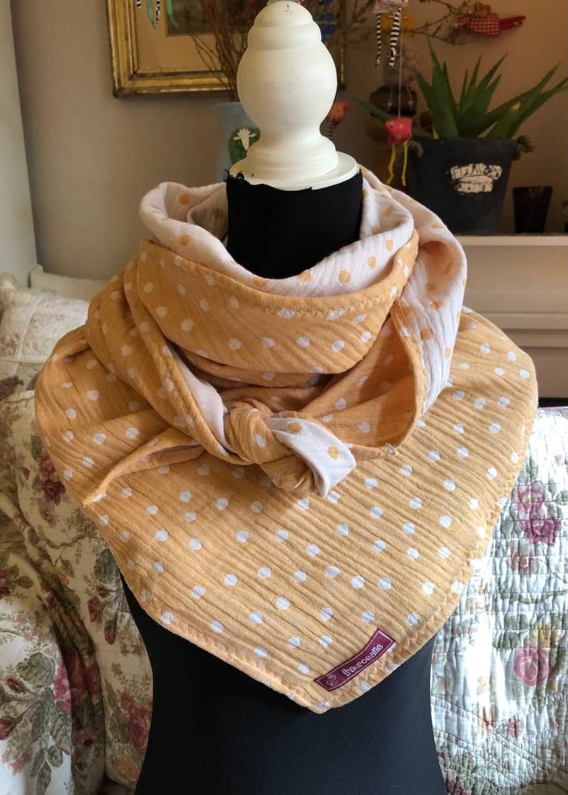 Musselintuch Musseline Dreiecktuch Gelb Mit Weißen Punkten von fraurosalie