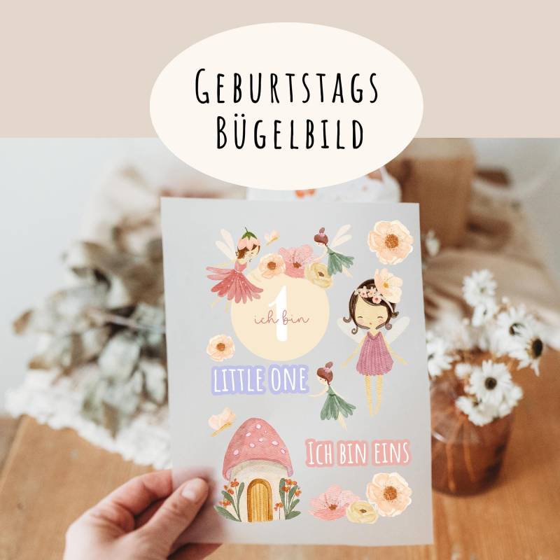 Bügelbild 1. Geburtstagsshirt Fee Blumenkinder Gänseblume Boho Bügelbild 1. Geburtstagsshirt Fee Blumenkinder Gänseblume Boho von frauselma