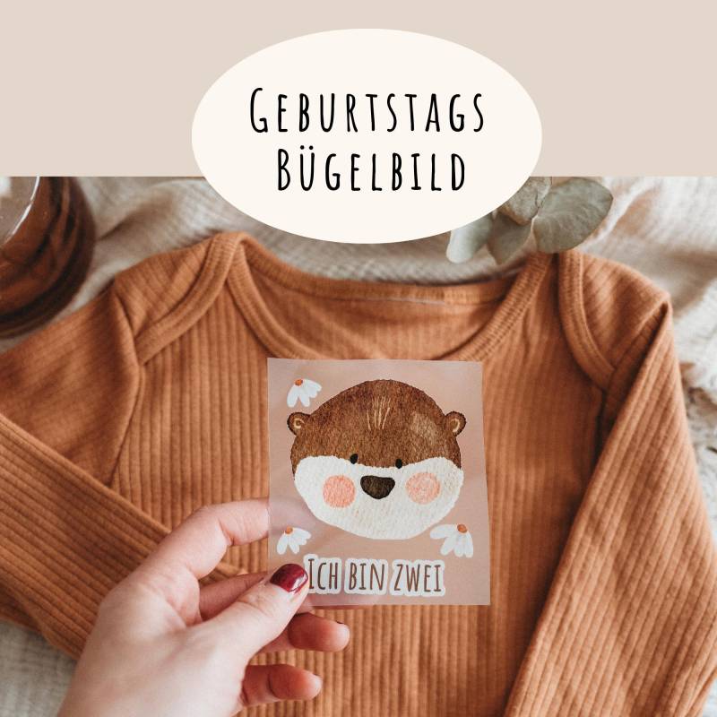 Ein Geburtstagsbügelbild Otter Bär Gänseblume Boho von frauselma