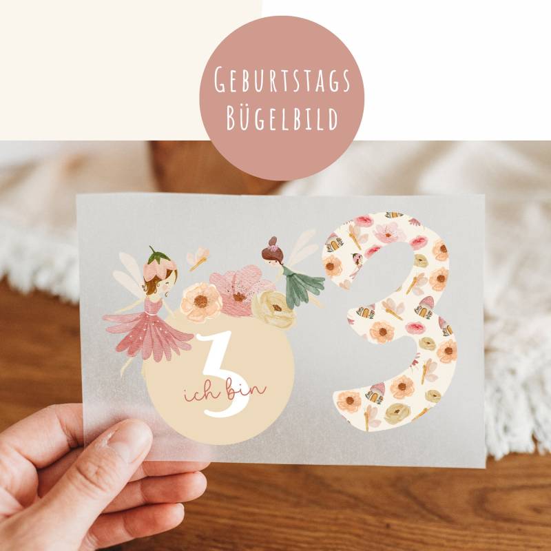 Geburtstagsbügelbild Geburtstagsshirt Fee Blumenkinder Boho von frauselma