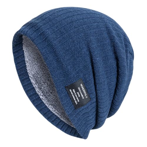 frdzsw Wintermütze Unisex,Beanie Mütze,Winter Warme Strickmütze,Atmungsaktiv Komfortabel Winddicht Sportmütze Herren Damen,Warmem Futter (Blau) von frdzsw