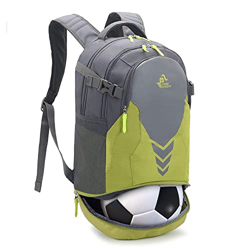 free knight Rucksack mit Bottom Ball Compartment - große Kapazität Sportgeräte Tasche für Jugend Jungen Mädchen Fit Basketball Volleyball Fußball Soccer Ball (Hellgrün) von free knight