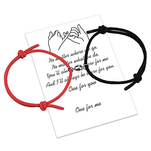 Magnetische Paare Armband Set Gegenseitige Anziehung Handgemachtes Seil für 2 geflochtene passende Armbänder Gelübde der ewigen Liebe Schmuck Geschenk für Frauen Männer (Black-Red) von free-space