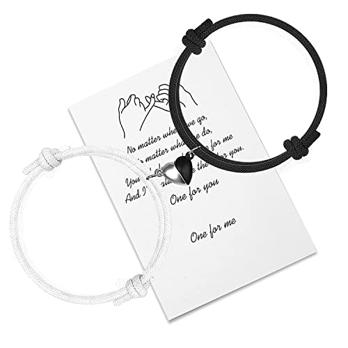 Paar Magnetarmbänder mit Herzanziehungsglocke Gegenseitige Armbänder Paargeschenke für Freund Freundin Seine Frau Männer Liebhaber Ihn Ihre Freundschaft (Black-White) von free-space