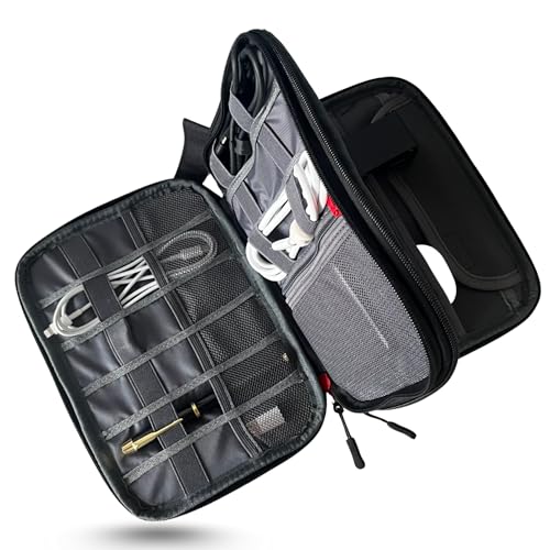 freeVoice Prestige Kabel Organizer Tasche I Hochwertiger Elektronik Organizer mit Fächern für Kabel & Adapter I Kabelaufbewahrung ideal für Reisen I Wasserabweisende Kabeltasche für Kabelmanagement von freeVoice