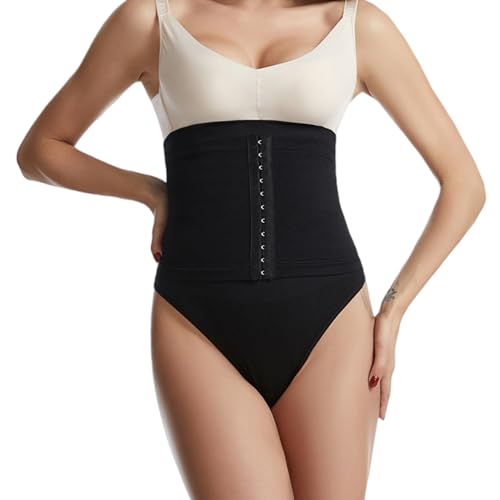 freebras Shapewear Für Damen Body Bauchweg Unterhose Formende Bodys Thong BauchweggüRtel 3 Rows Hooks Hohe Taille Korsett Weich Miederbody (Schwarz, M/L) von freebras