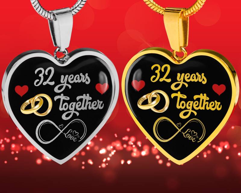 Personalisierte Gravierte Anhänger Halskette, 32. Hochzeitstag Geschenk Für Sie, Verheiratet Seit 32 Jahren, Jahre Zusammen Mit Meiner Frau von freedomlook